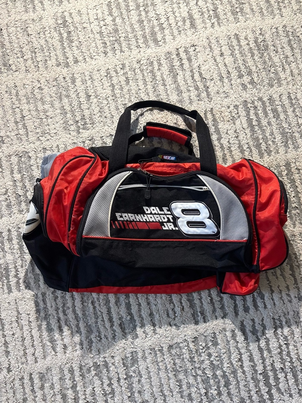 NASCAR dale carnhardt jr #8 red black duffel bag